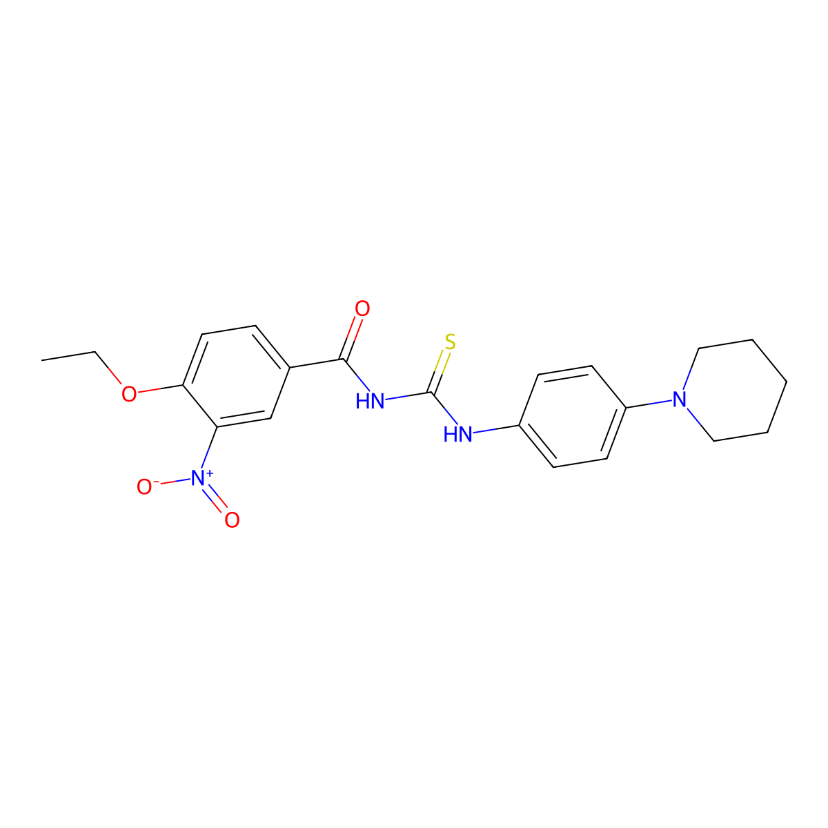 4-ethoxy-3-nitro-N-[(4-piperidin-1-ylphenyl)carbamothioyl]benzamide molecular structure, CAS 355430-86-3