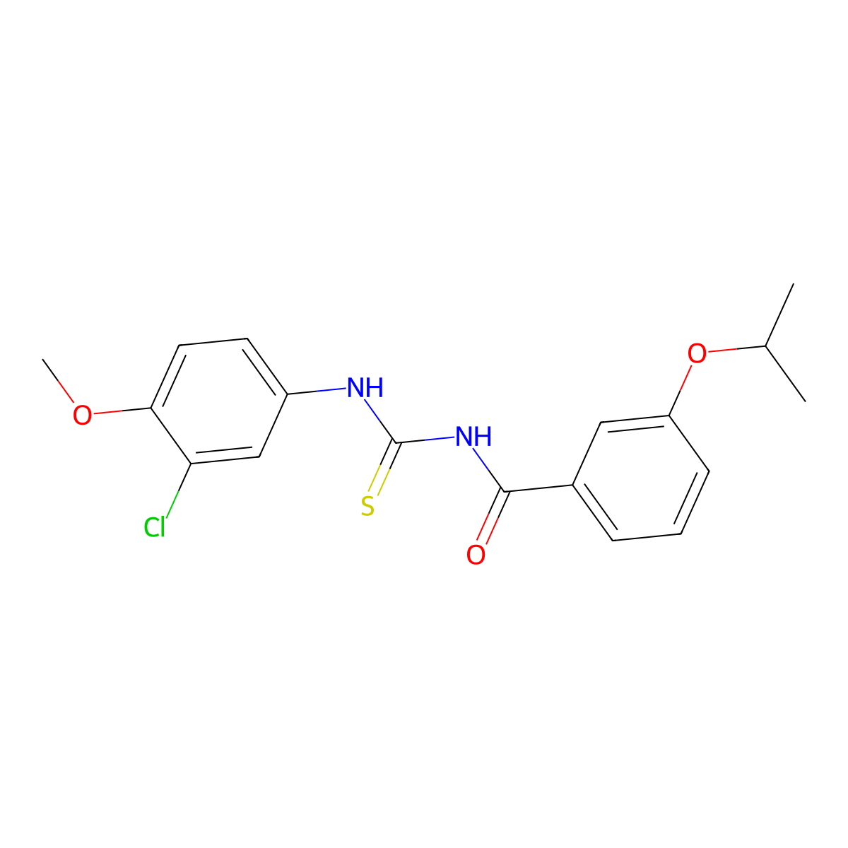 N-[(3-chloro-4-methoxyphenyl)carbamothioyl]-3-propan-2-yloxybenzamide molecular structure, CAS 355430-97-6