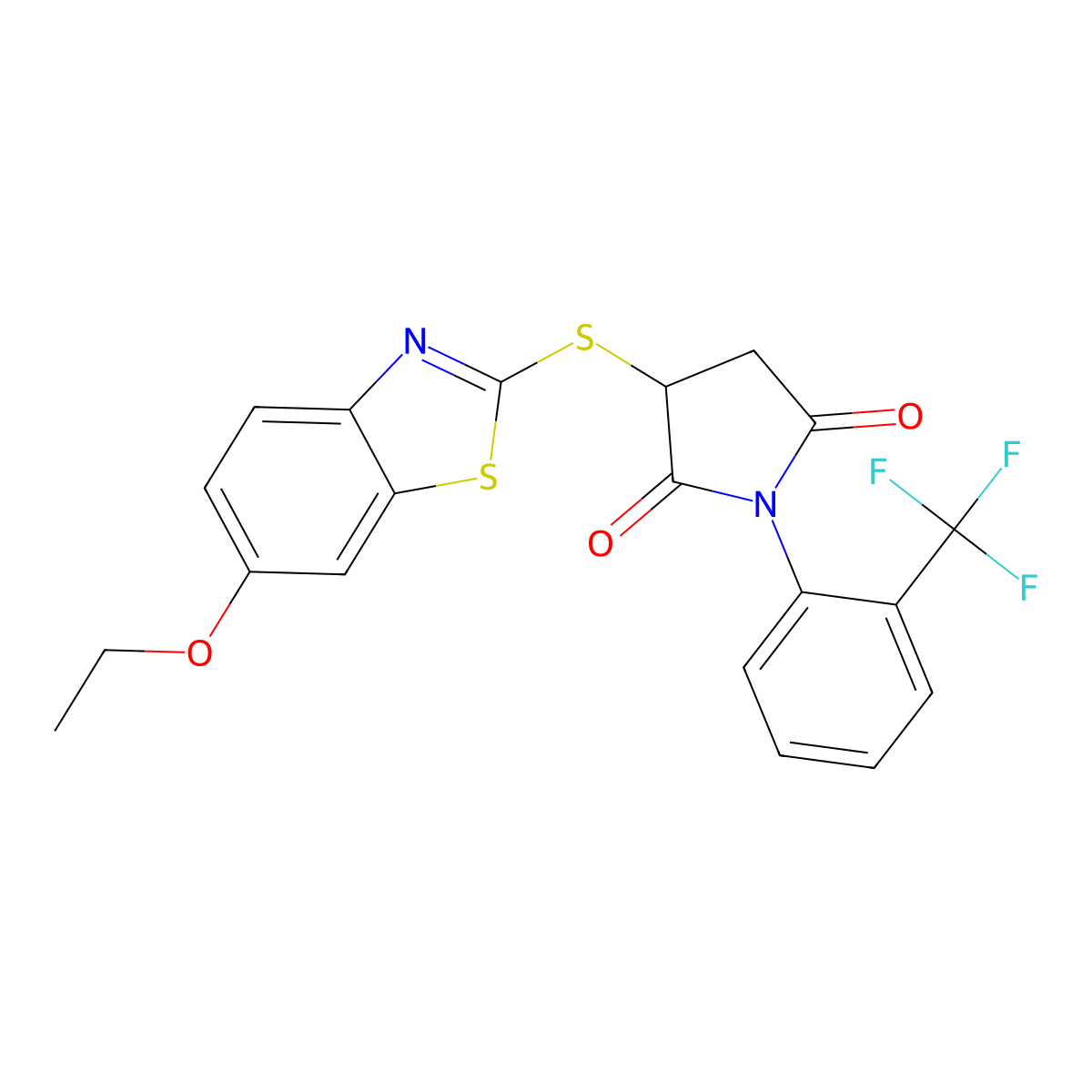 3-[(6-Ethoxy-1,3-benzothiazol-2-yl)sulfanyl]-1-[2-(trifluoromethyl)phenyl]pyrrolidine-2,5-dione molecular structure, CAS 355431-02-6