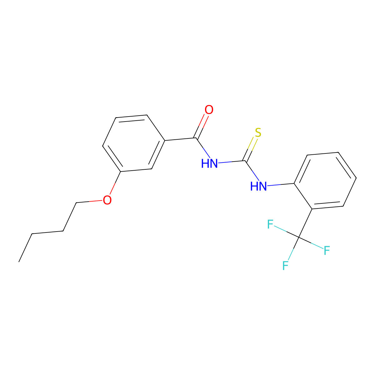 3-butoxy-N-[[2-(trifluoromethyl)phenyl]carbamothioyl]benzamide molecular structure, CAS 355431-10-6
