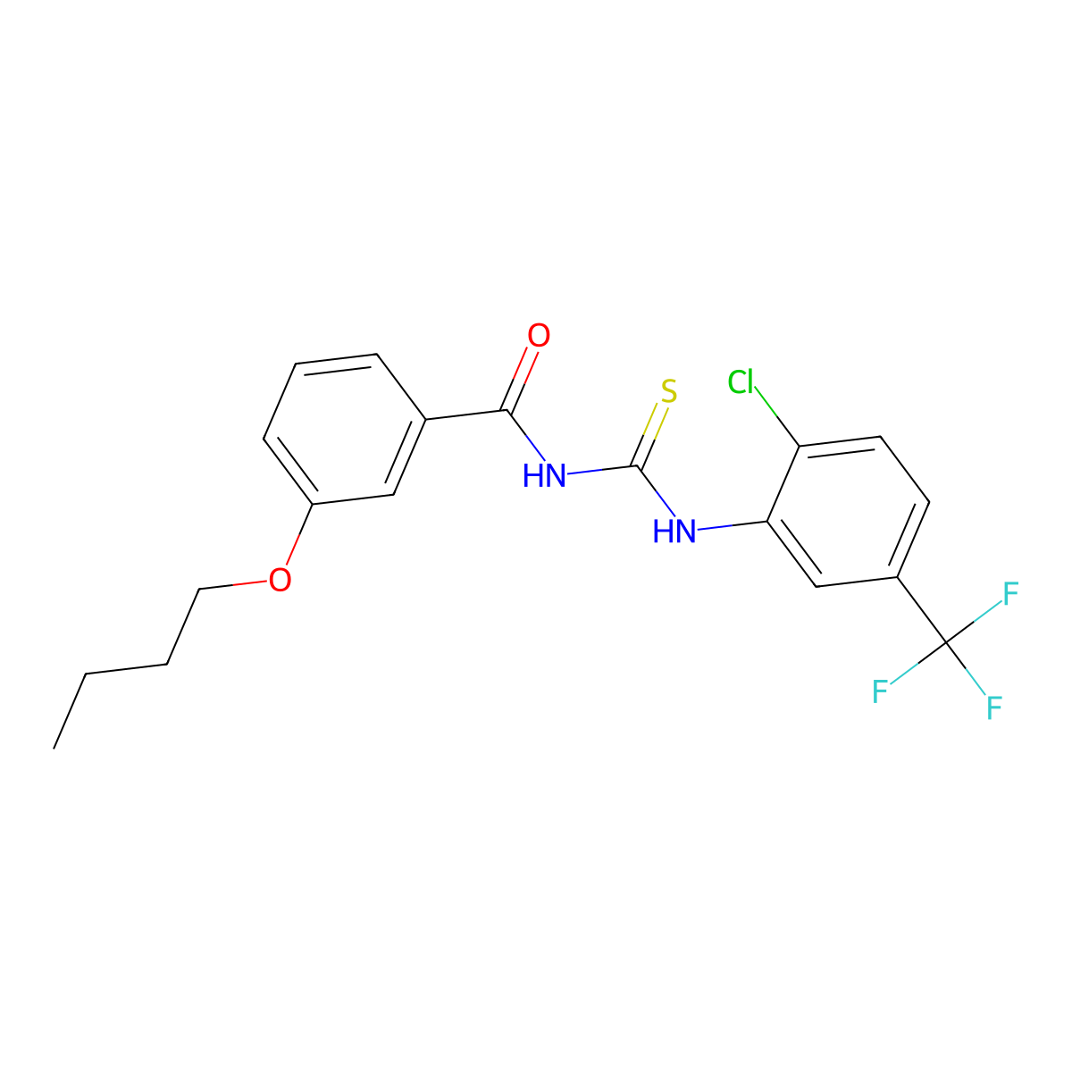 3-butoxy-N-[[2-chloro-5-(trifluoromethyl)phenyl]carbamothioyl]benzamide molecular structure, CAS 355431-21-9