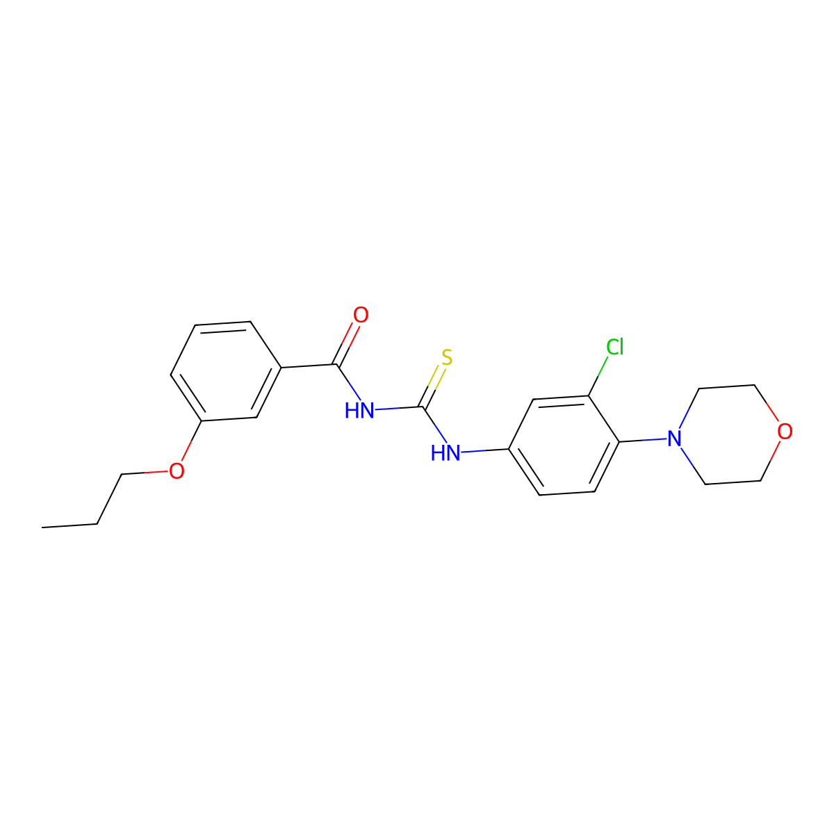 N-[(3-chloro-4-morpholin-4-ylphenyl)carbamothioyl]-3-propoxybenzamide molecular structure, CAS 355431-24-2