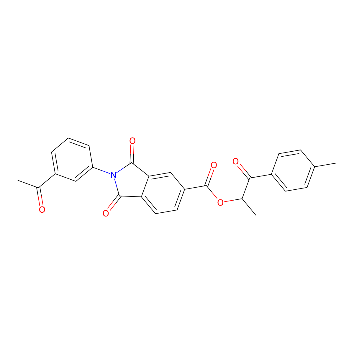 1-Methyl-2-(4-methylphenyl)-2-oxoethyl 2-(3-acetylphenyl)-1,3-dioxoisoindoline-5-carboxylate molecular structure, CAS 355431-30-0
