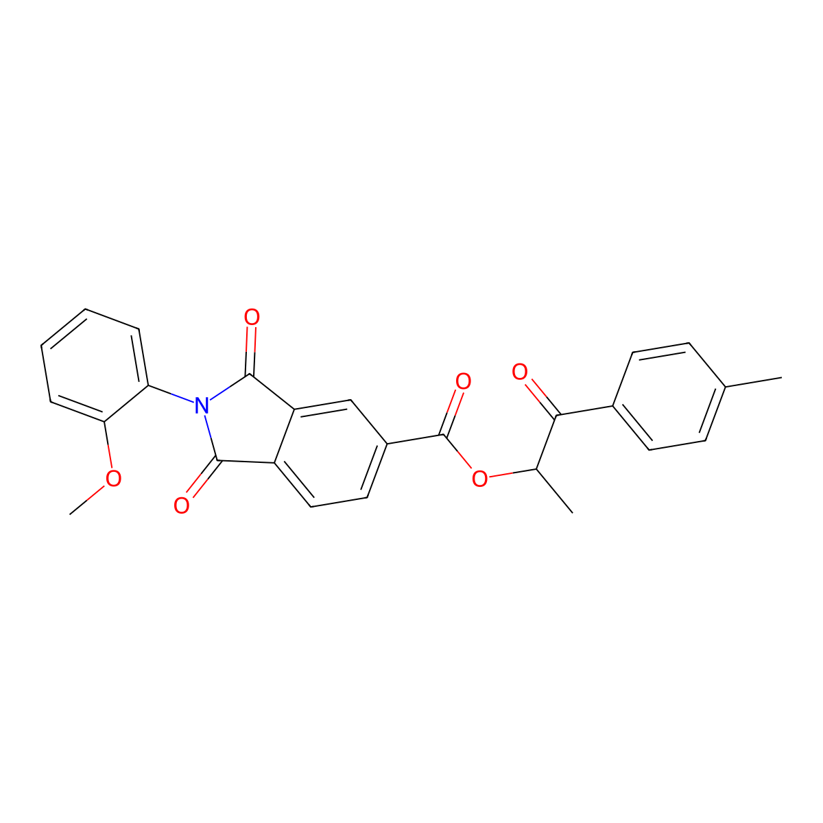 1-Methyl-2-(4-methylphenyl)-2-oxoethyl 2-(2-methoxyphenyl)-1,3-dioxoisoindoline-5-carboxylate molecular structure, CAS 355431-31-1