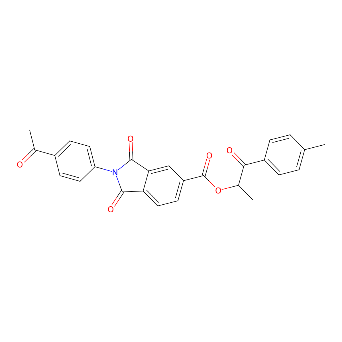 1-(4-methylphenyl)-1-oxopropan-2-yl 2-(4-acetylphenyl)-1,3-dioxo-2,3-dihydro-1H-isoindole-5-carboxylate molecular structure, CAS 355431-37-7