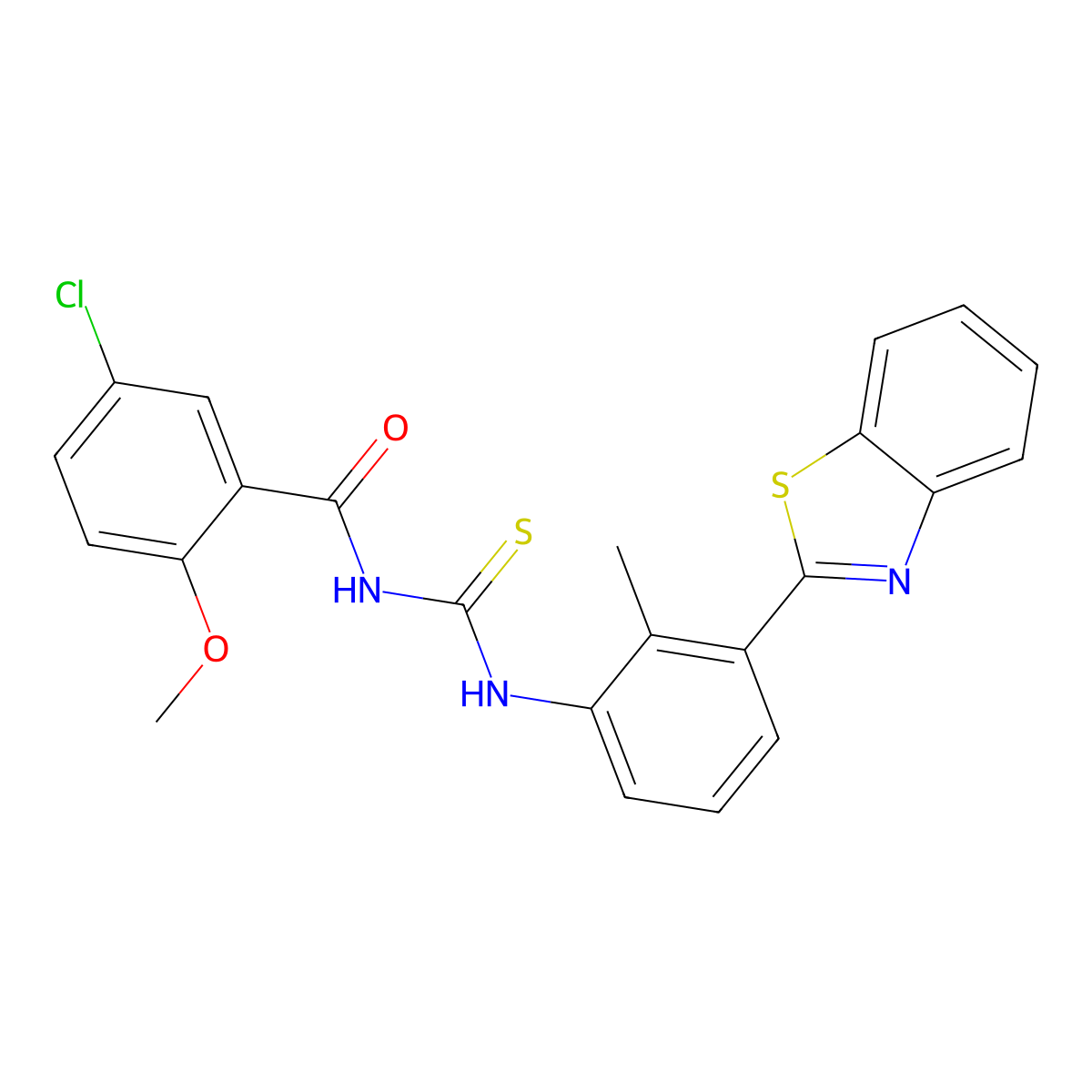 N-[[3-(1,3-benzothiazol-2-yl)-2-methylphenyl]carbamothioyl]-5-chloro-2-methoxybenzamide molecular structure, CAS 355432-32-5