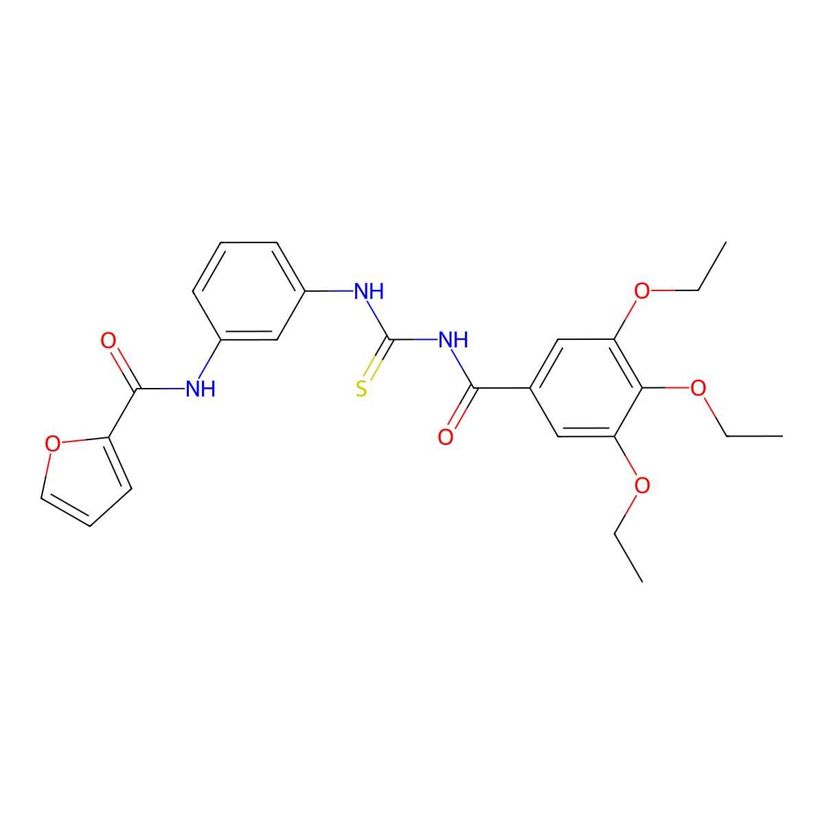 N-[3-[(3,4,5-triethoxybenzoyl)carbamothioylamino]phenyl]furan-2-carboxamide molecular structure, CAS 355432-35-8