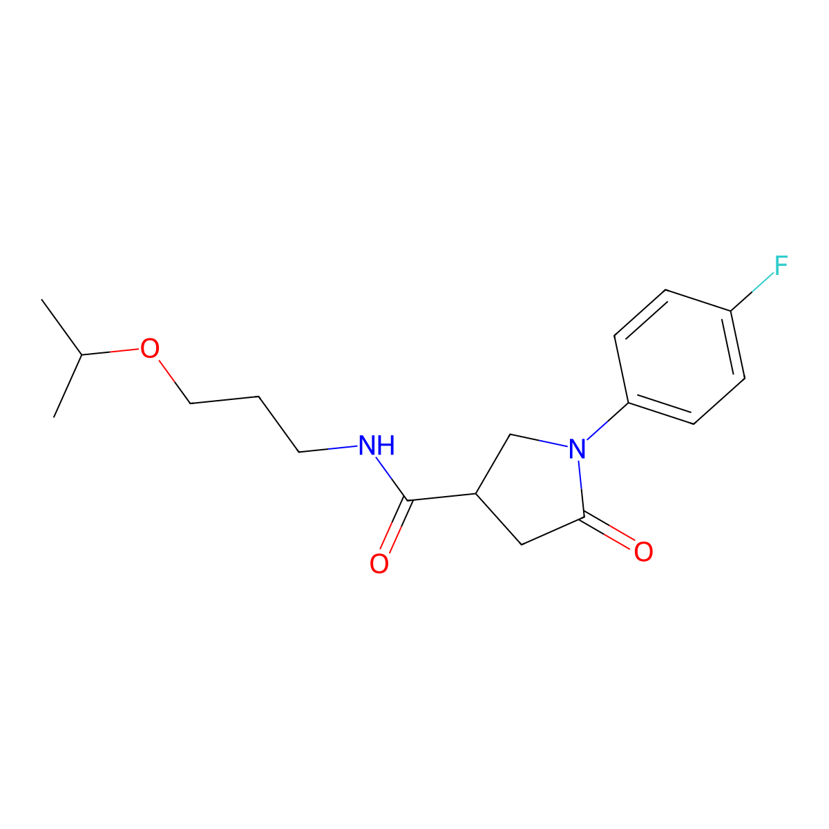 1-(4-fluorophenyl)-5-oxo-N-(3-propan-2-yloxypropyl)pyrrolidine-3-carboxamide molecular structure, CAS 355432-40-5