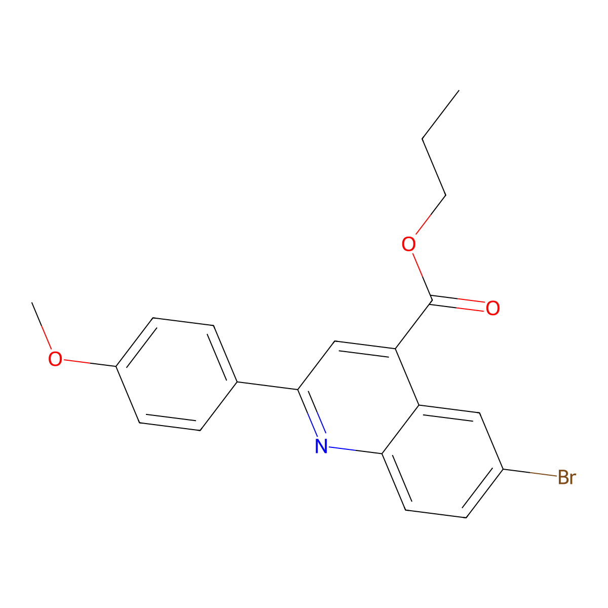 Propyl 6-bromo-2-(4-methoxyphenyl)-4-quinolinecarboxylate molecular structure, CAS 355432-93-8
