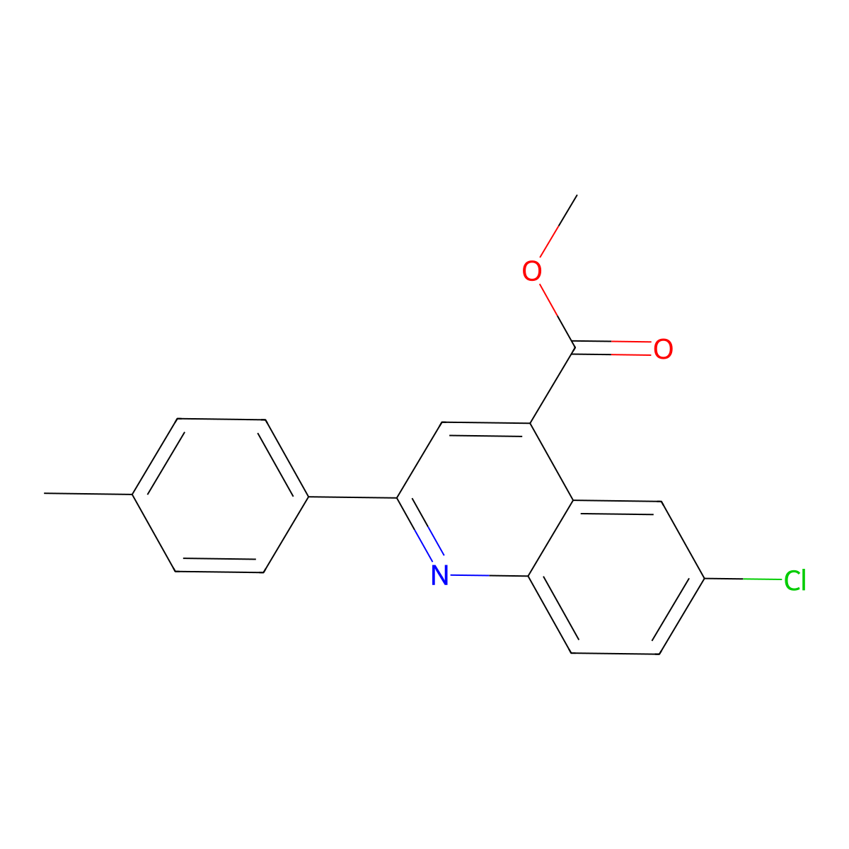 Methyl 6-chloro-2-(4-methylphenyl)-4-quinolinecarboxylate molecular structure, CAS 355432-94-9