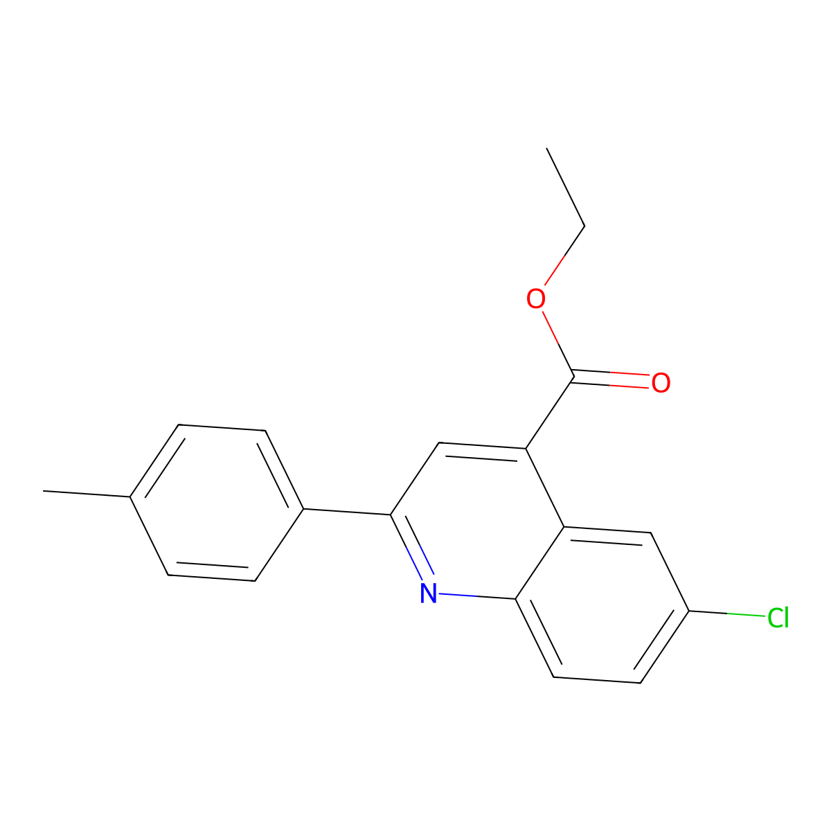 Ethyl 6-chloro-2-(4-methylphenyl)quinoline-4-carboxylate molecular structure, CAS 355432-95-0