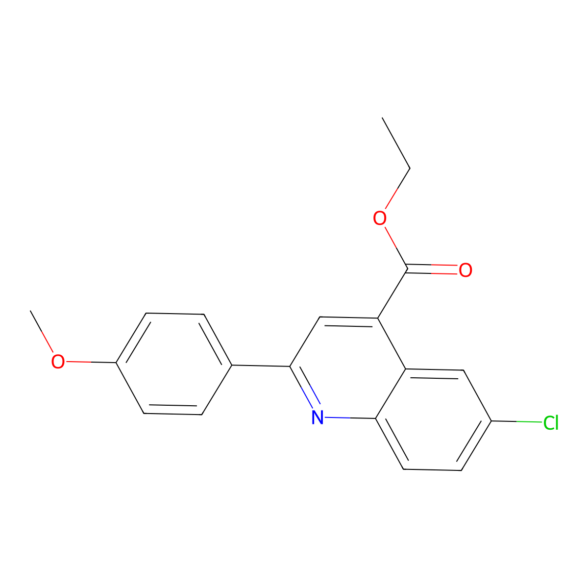 Ethyl 6-chloro-2-(4-methoxyphenyl)quinoline-4-carboxylate molecular structure, CAS 355432-99-4