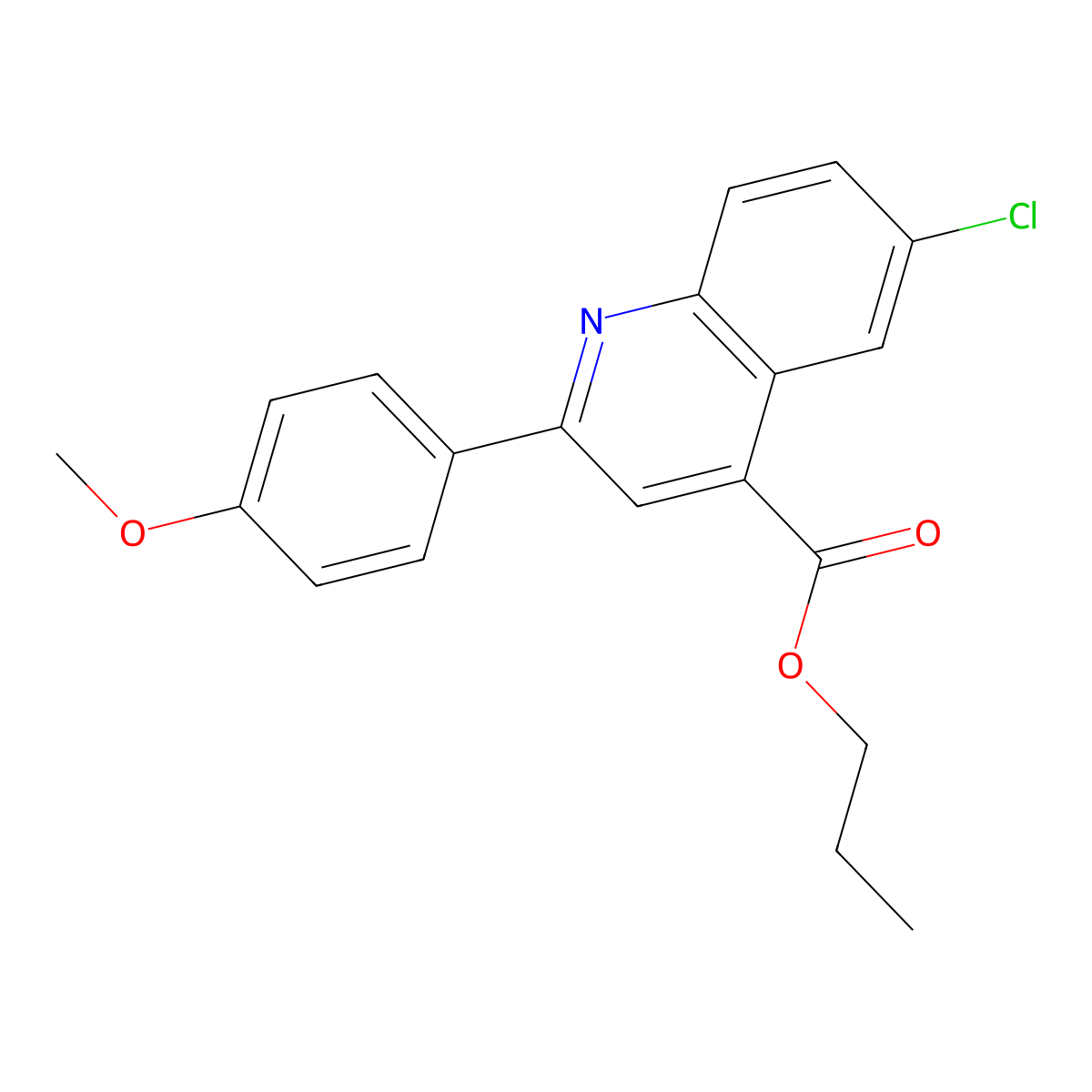 Propyl 6-chloro-2-(4-methoxyphenyl)quinoline-4-carboxylate molecular structure, CAS 355433-00-0