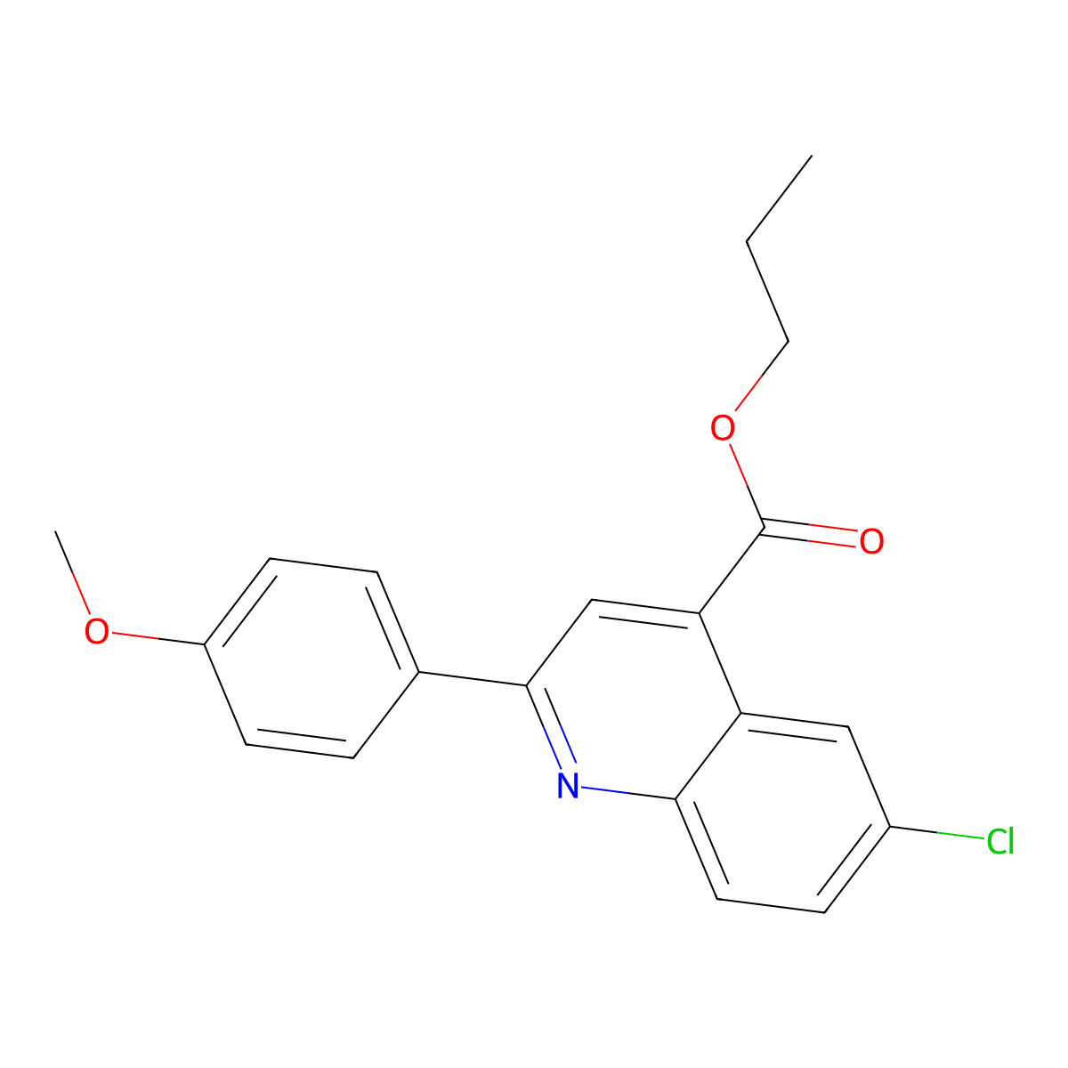 Propyl 6-chloro-2-(4-methoxyphenyl)quinoline-4-carboxylate molecular structure, CAS 355433-00-0