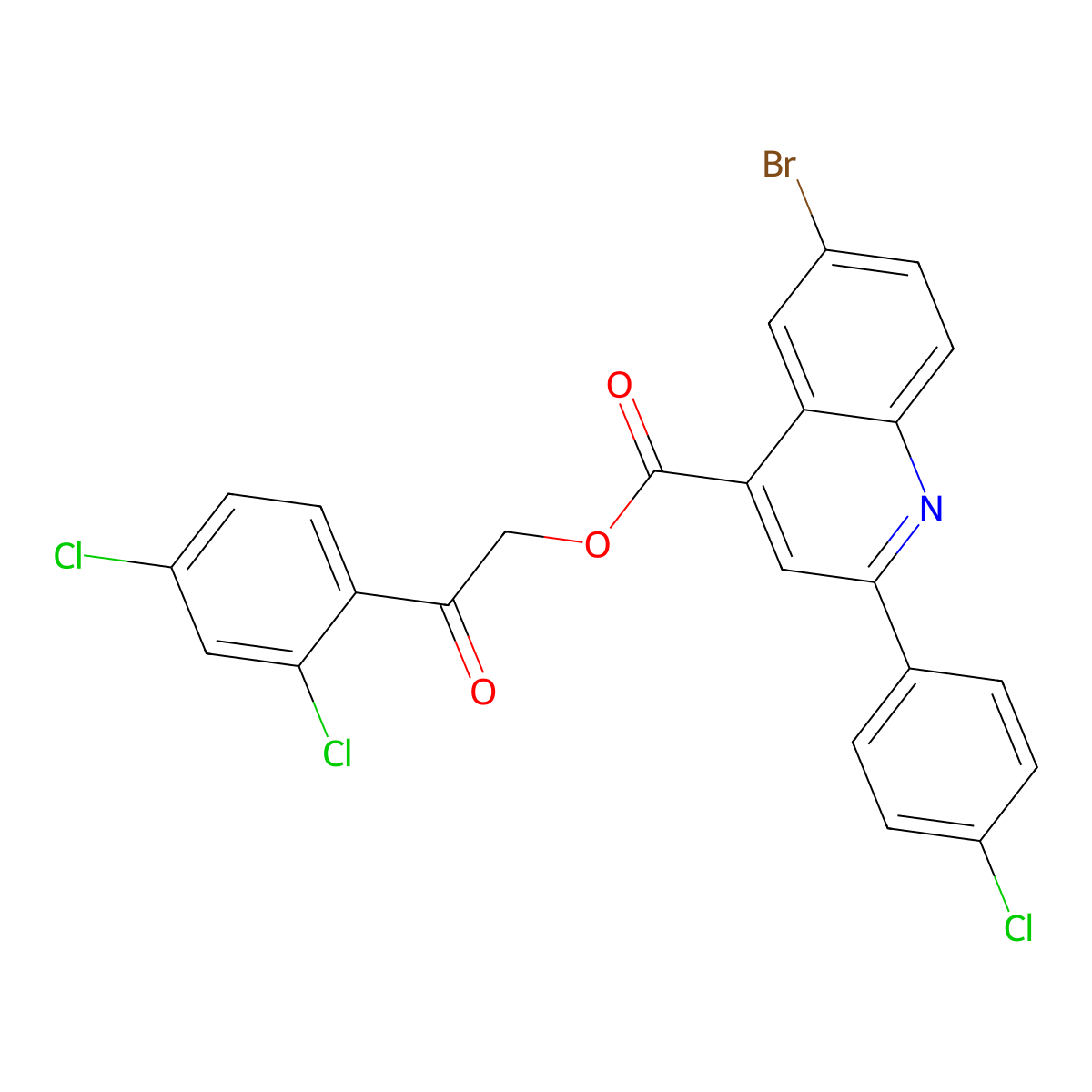 2-(2,4-Dichlorophenyl)-2-oxoethyl 6-BR-2-(4-chlorophenyl)-4-quinolinecarboxylate molecular structure, CAS 355433-01-1