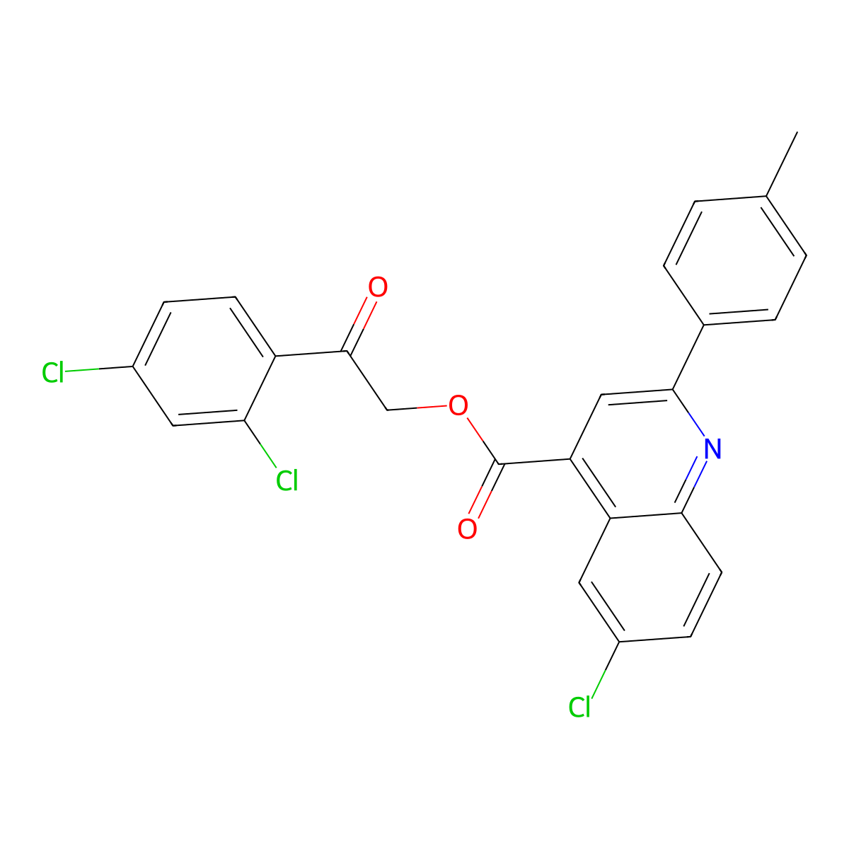 2-(2,4-Dichlorophenyl)-2-oxoethyl 6-chloro-2-(4-methylphenyl)quinoline-4-carboxylate molecular structure, CAS 355433-02-2