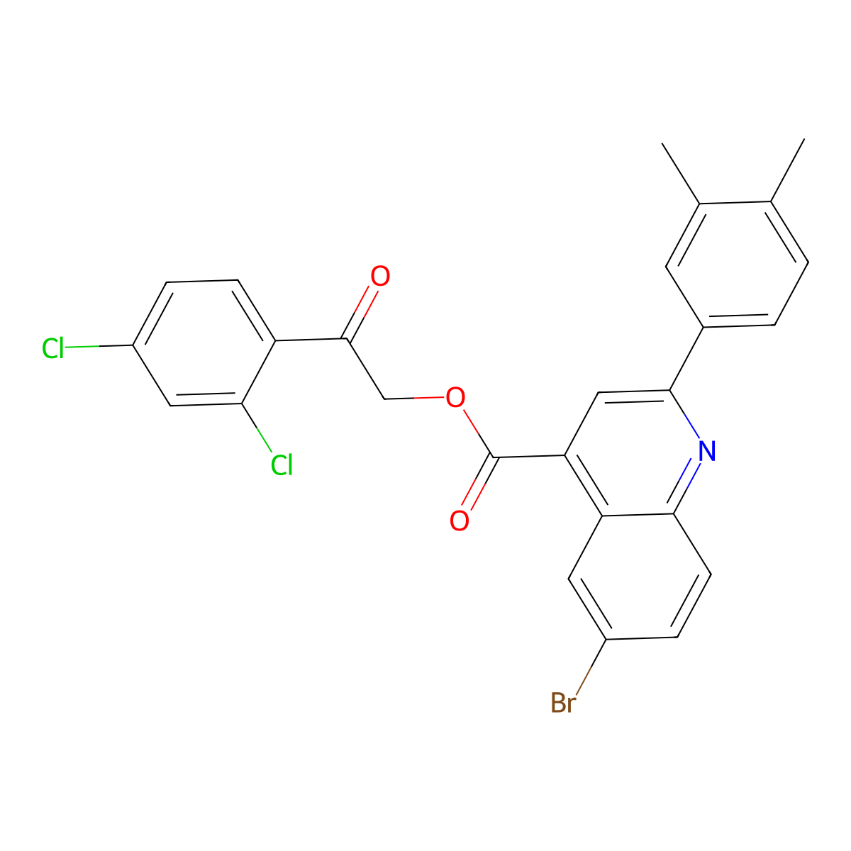 2-(2,4-Dichloro-PH)-2-oxoethyl 6-BR-2-(3,4-dimethyl-PH)-4-quinolinecarboxylate molecular structure, CAS 355433-03-3
