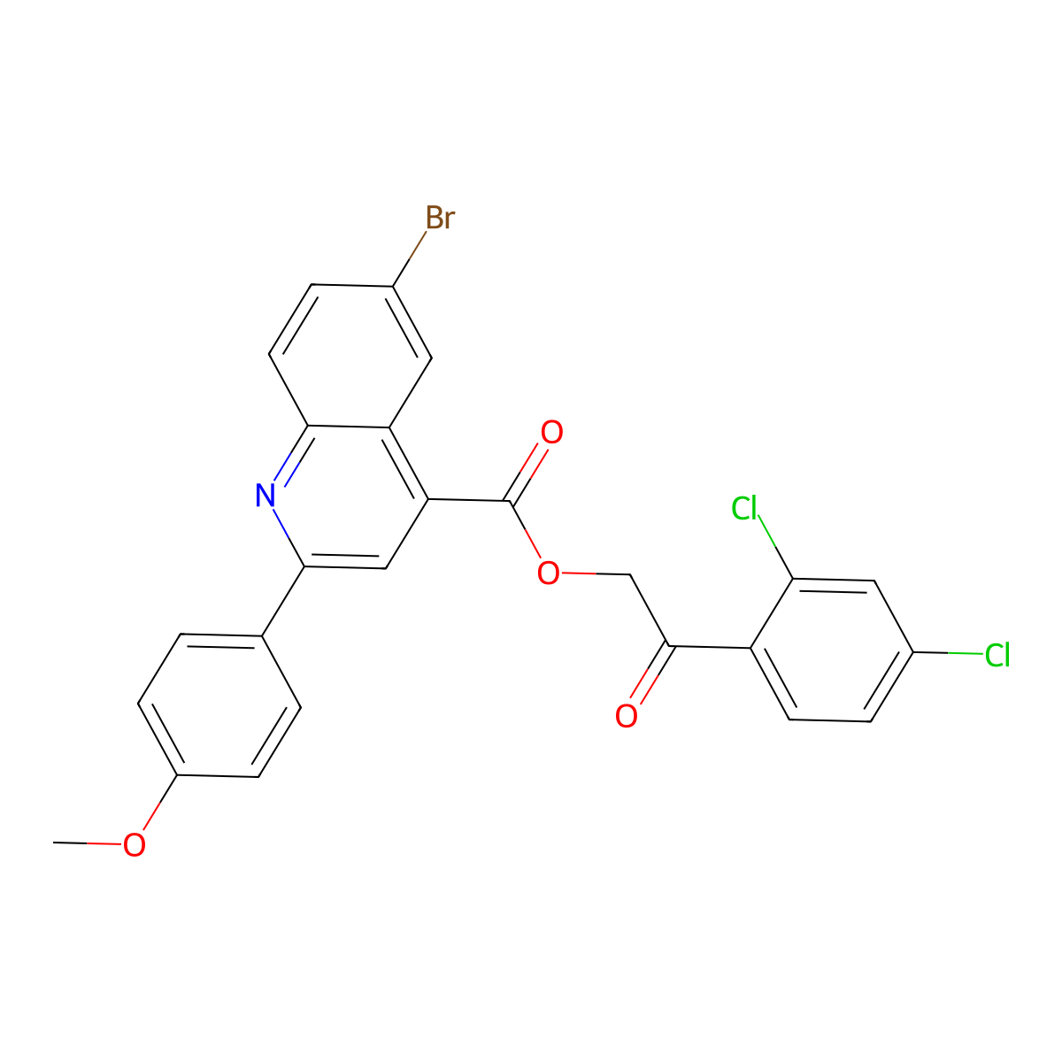 2-(2,4-Dichlorophenyl)-2-oxoethyl 6-BR-2-(4-methoxy-PH)-4-quinolinecarboxylate molecular structure, CAS 355433-04-4