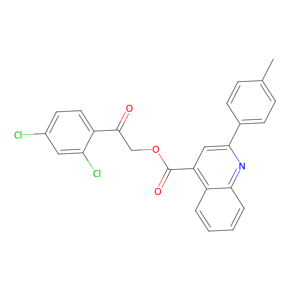 2-(2,4-Dichlorophenyl)-2-oxoethyl 2-(4-methylphenyl)-4-quinolinecarboxylate molecular structure, CAS 355433-08-8