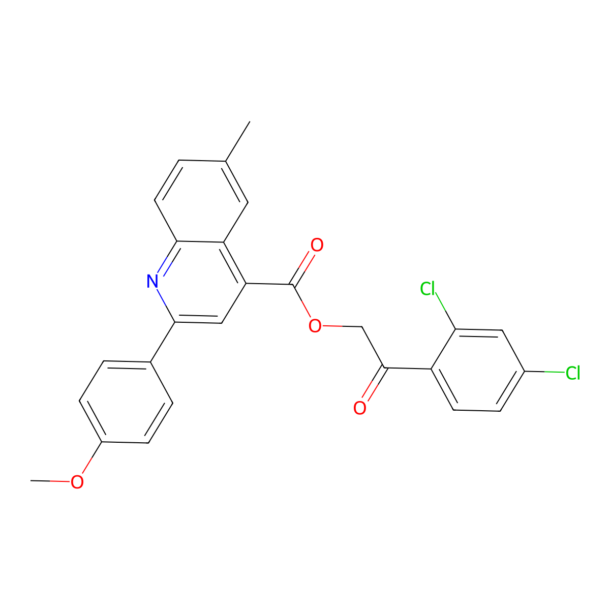 2-(2,4-Dichlorophenyl)-2-oxoethyl 2-(4-methoxyphenyl)-6-methyl-4-quinolinecarboxylate molecular structure, CAS 355433-10-2