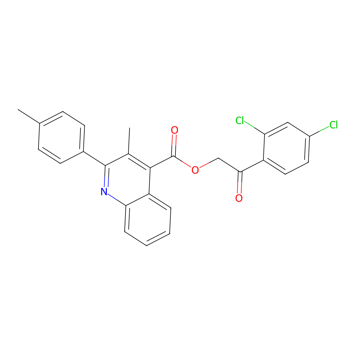 2-(2,4-Dichlorophenyl)-2-oxoethyl 3-methyl-2-(4-methylphenyl)-4-quinolinecarboxylate molecular structure, CAS 355433-12-4