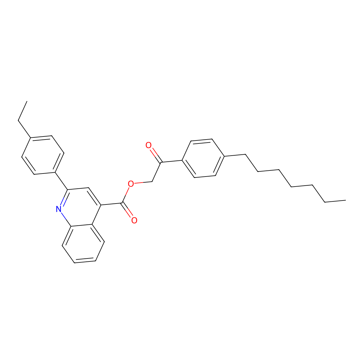 2-(4-Heptylphenyl)-2-oxoethyl 2-(4-ethylphenyl)-4-quinolinecarboxylate molecular structure, CAS 355433-17-9