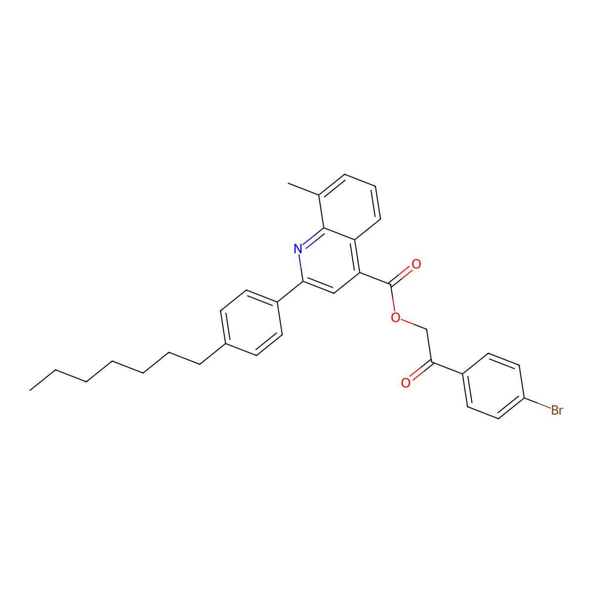 2-(4-Bromophenyl)-2-oxoethyl 2-(4-heptylphenyl)-8-methyl-4-quinolinecarboxylate molecular structure, CAS 355433-27-1