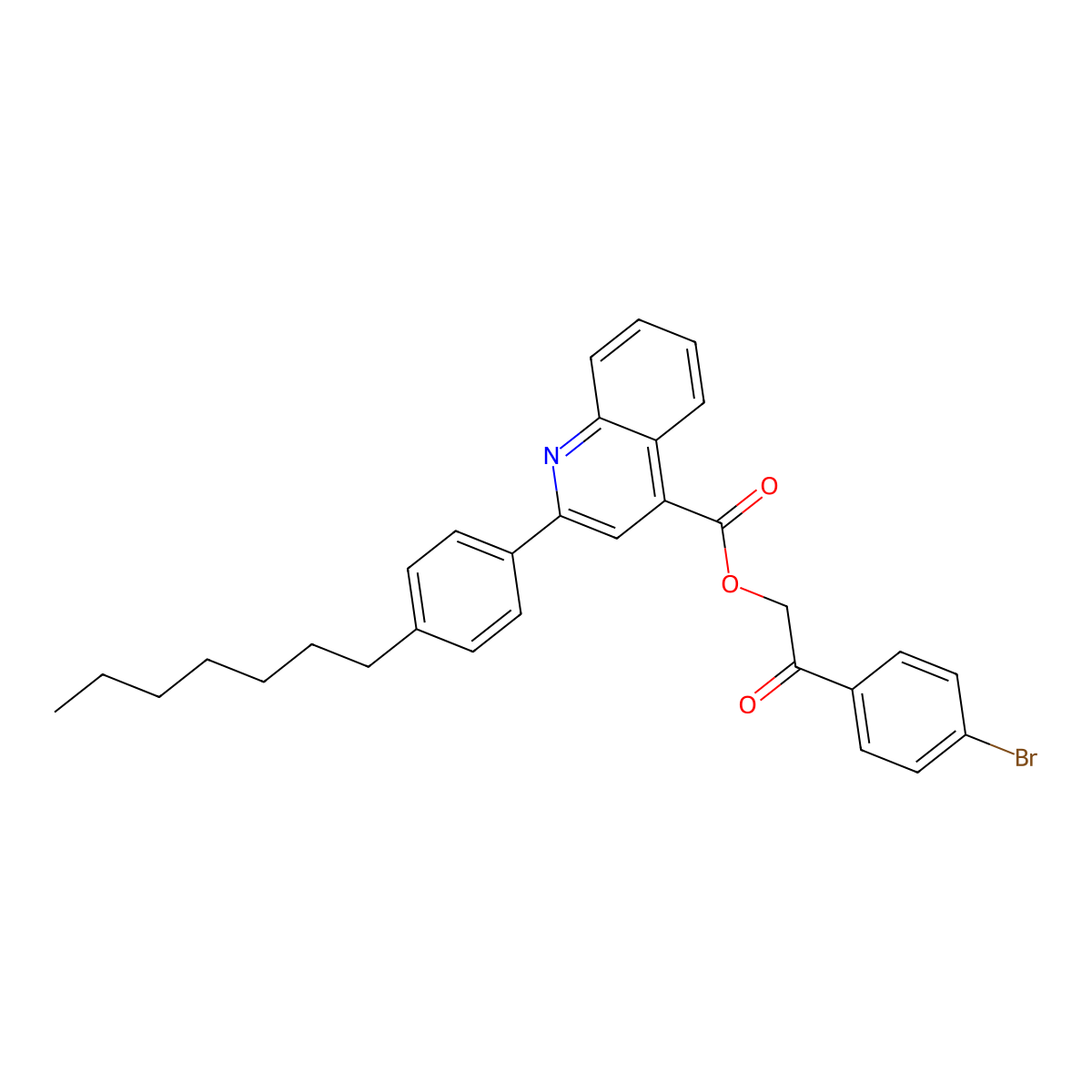 2-(4-Bromophenyl)-2-oxoethyl 2-(4-heptylphenyl)-4-quinolinecarboxylate molecular structure, CAS 355433-30-6