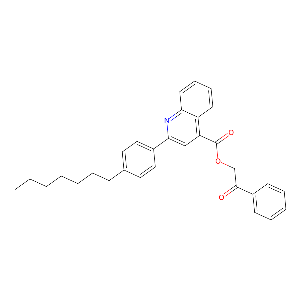 2-Oxo-2-phenylethyl 2-(4-heptylphenyl)-4-quinolinecarboxylate molecular structure, CAS 355433-33-9