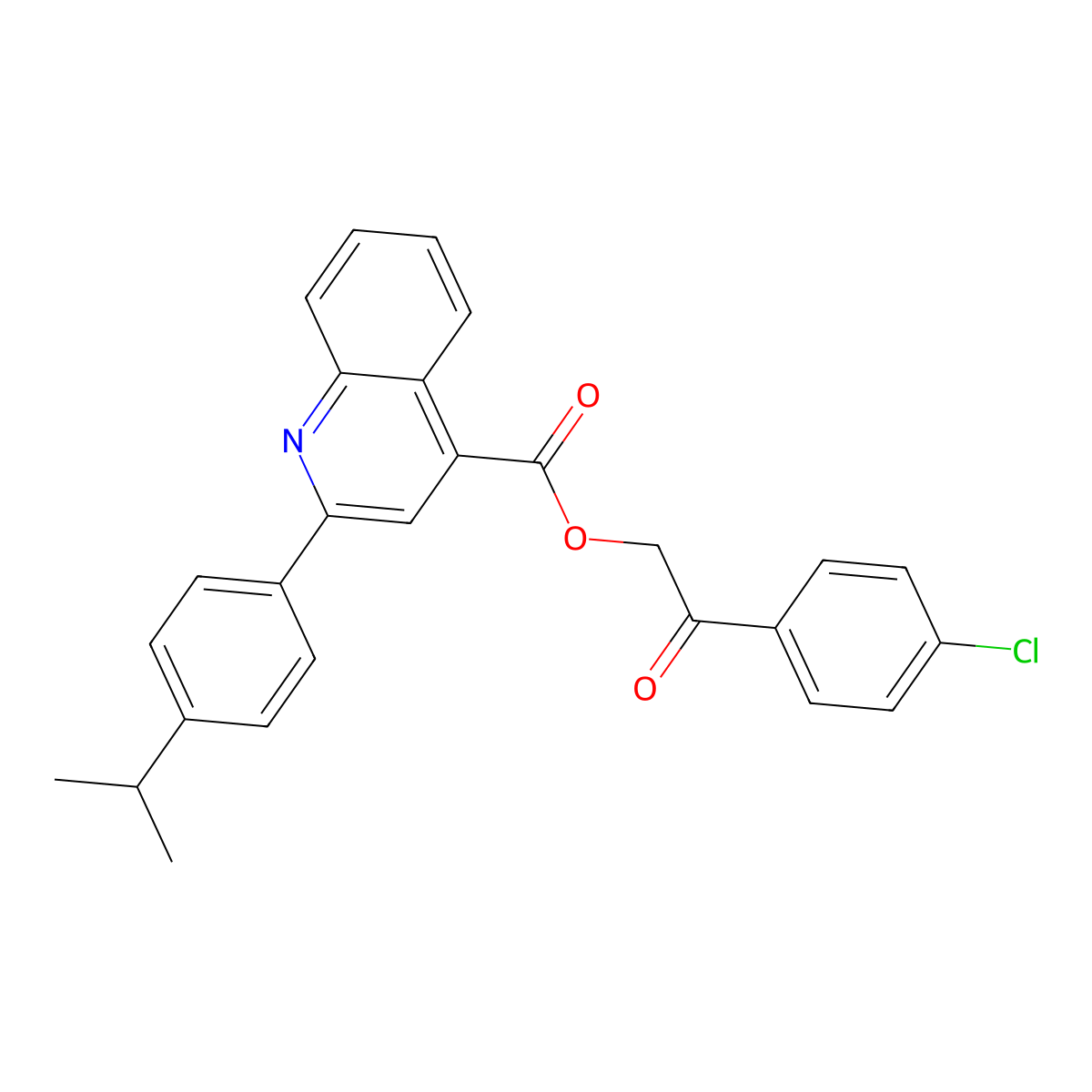 2-(4-Chlorophenyl)-2-oxoethyl 2-(4-isopropylphenyl)-4-quinolinecarboxylate molecular structure, CAS 355433-38-4