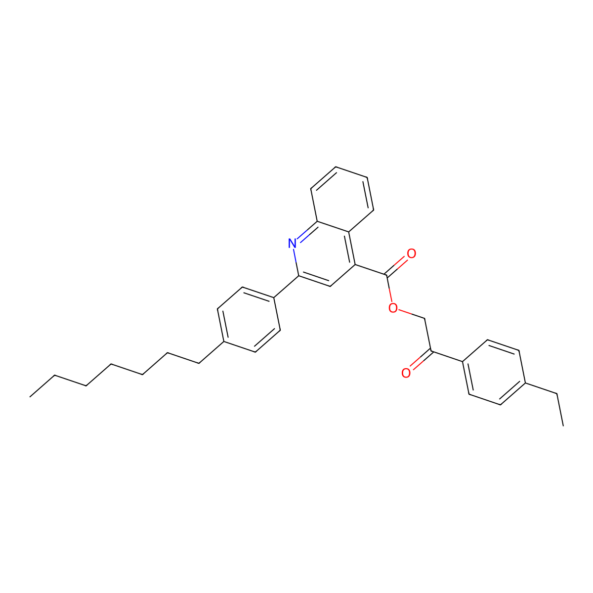 2-(4-Ethylphenyl)-2-oxoethyl 2-(4-heptylphenyl)-4-quinolinecarboxylate molecular structure, CAS 355433-40-8