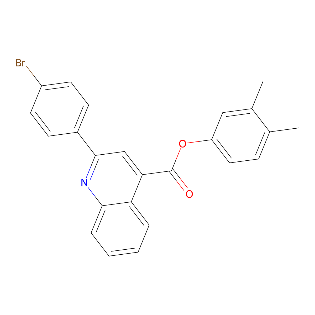 3,4-Dimethylphenyl 2-(4-bromophenyl)-4-quinolinecarboxylate molecular structure, CAS 355433-77-1