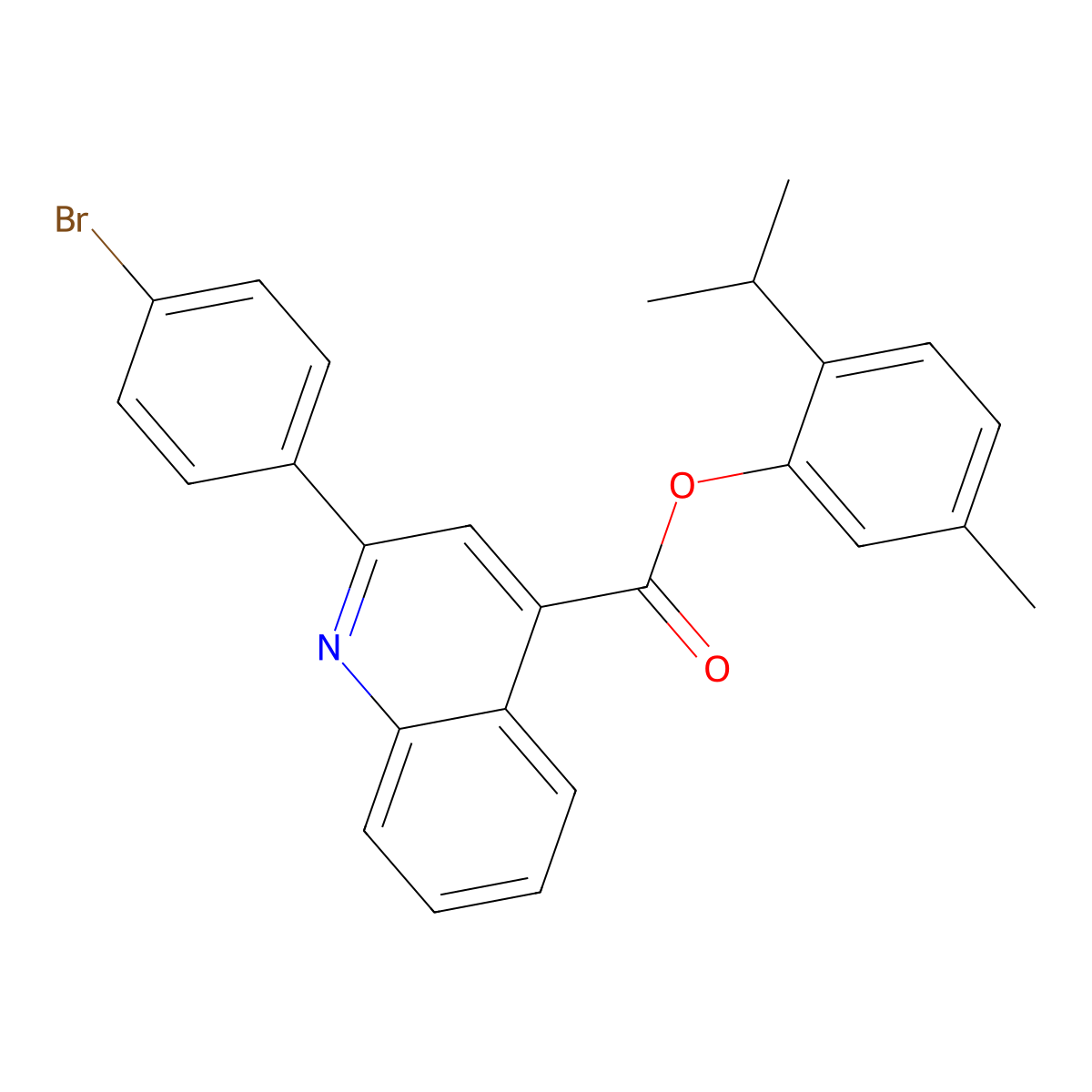 2-Isopropyl-5-methylphenyl 2-(4-bromophenyl)-4-quinolinecarboxylate molecular structure, CAS 355433-79-3
