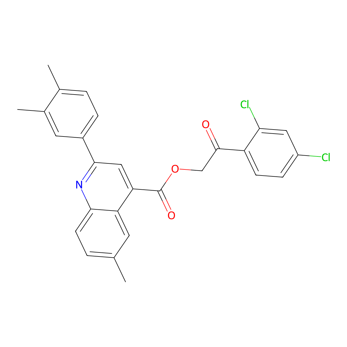 2-(2,4-Dichloro-PH)-2-oxoethyl 2-(3,4-dimethyl-PH)-6-ME-4-quinolinecarboxylate molecular structure, CAS 355434-01-4