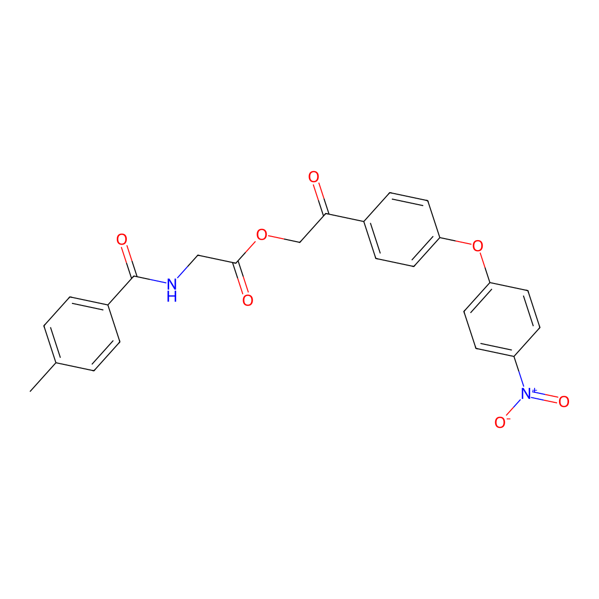 2-(4-{4-Nitrophenoxy}phenyl)-2-oxoethyl [(4-methylbenzoyl)amino]acetate molecular structure, CAS 355435-53-9