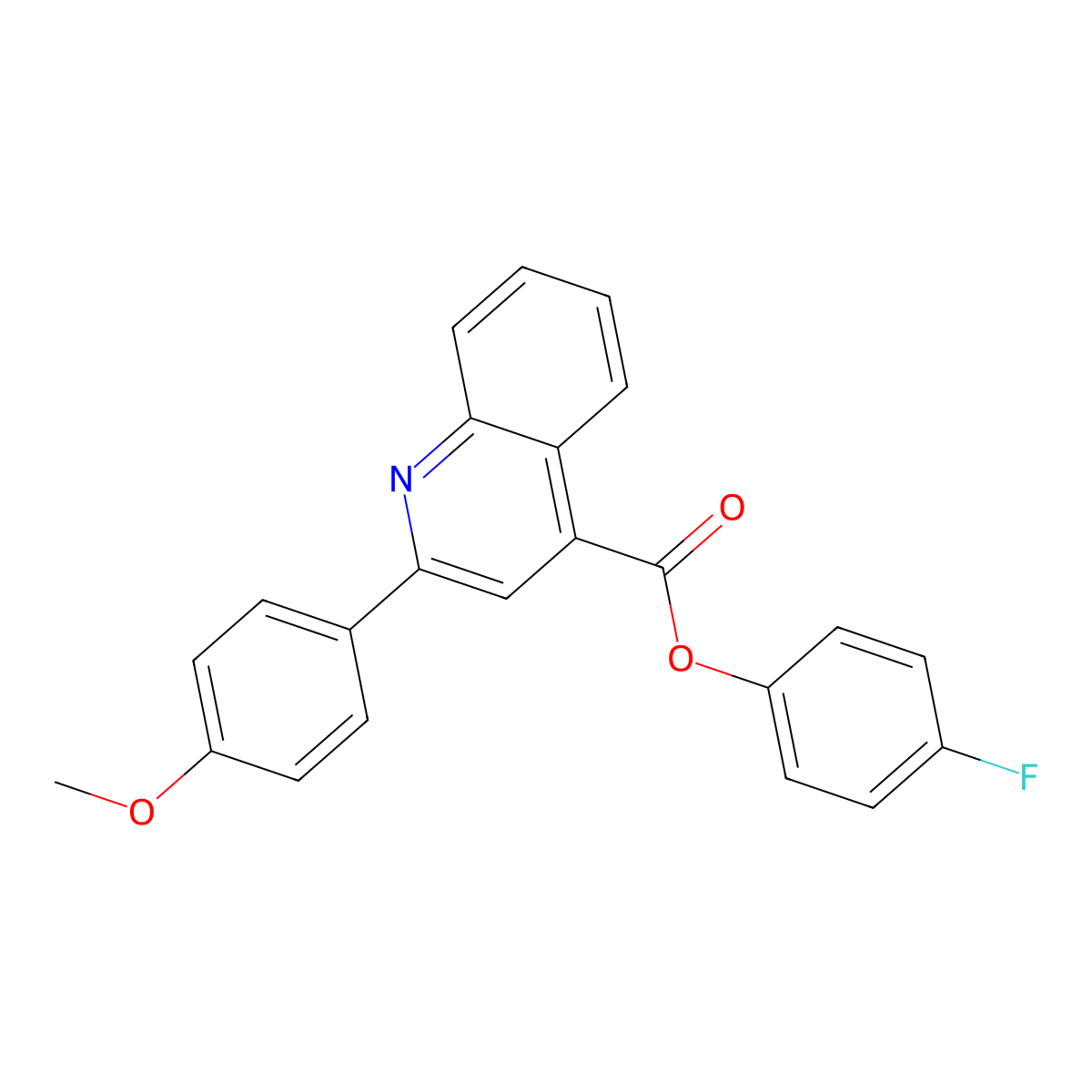 4-Fluorophenyl 2-(4-methoxyphenyl)quinoline-4-carboxylate molecular structure, CAS 355436-21-4