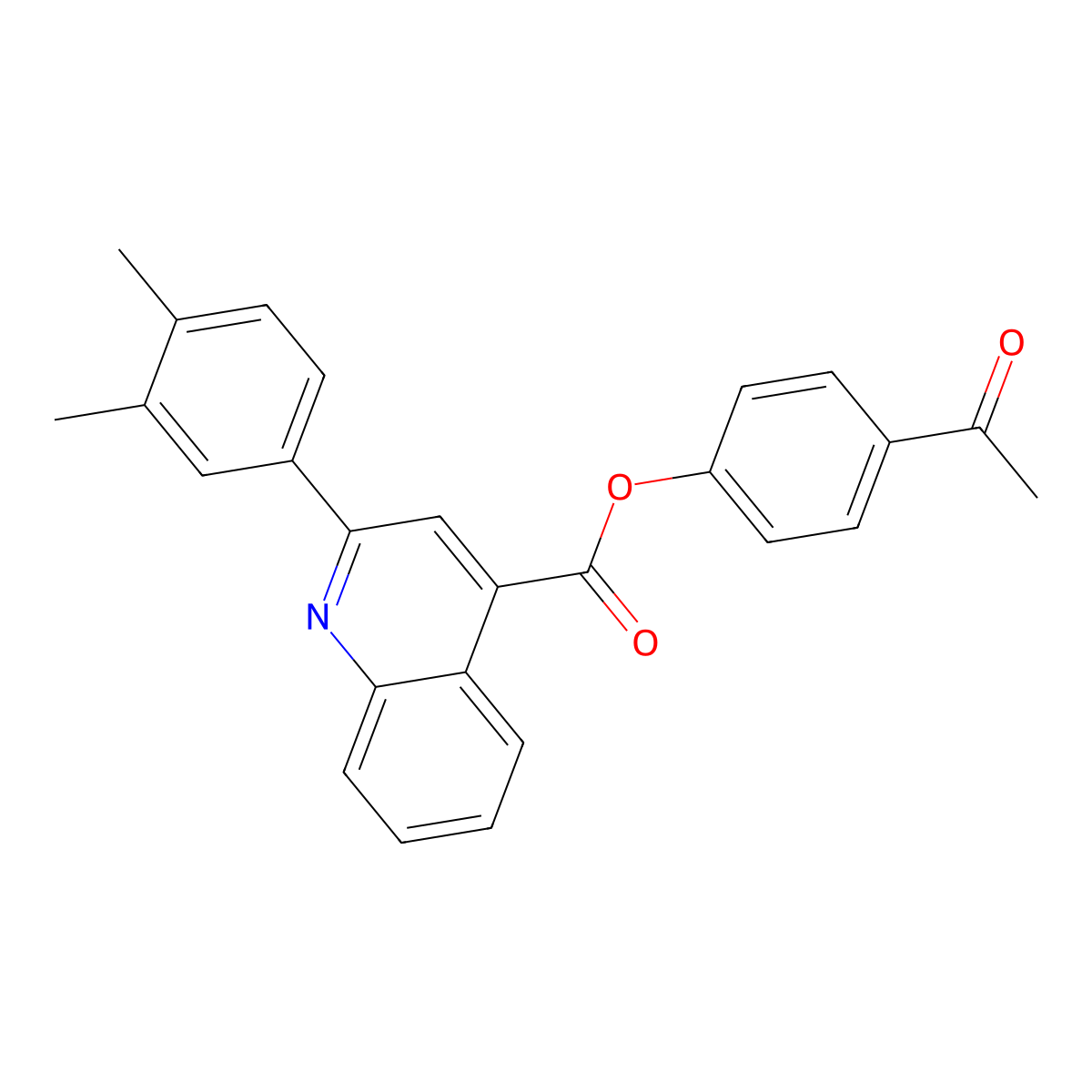 4-Acetylphenyl 2-(3,4-dimethylphenyl)-4-quinolinecarboxylate molecular structure, CAS 355436-30-5