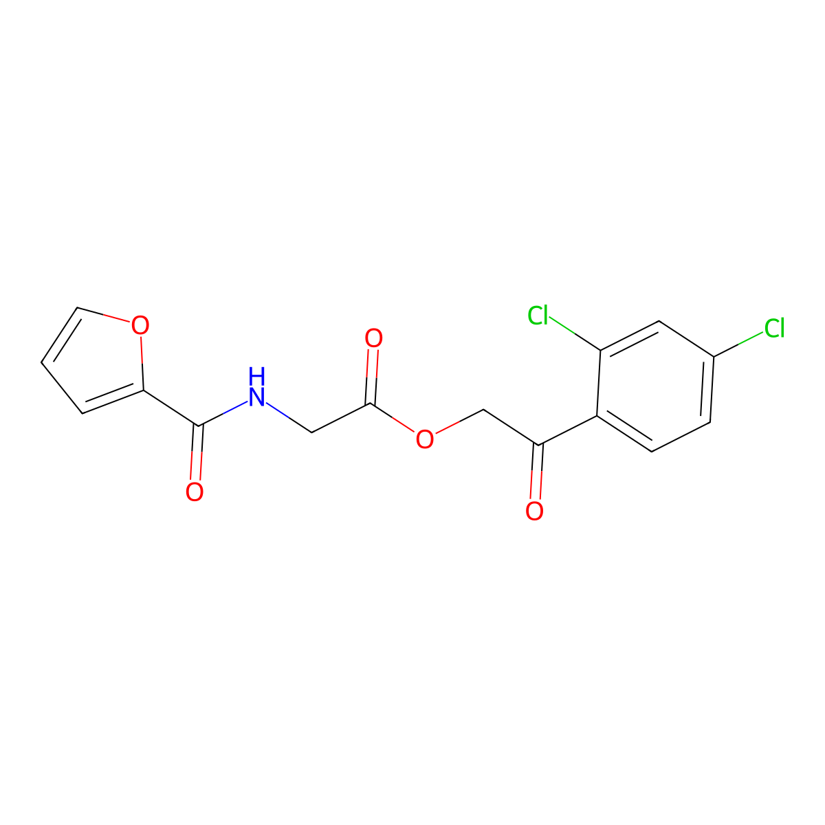 2-(2,4-Dichlorophenyl)-2-oxoethyl 2-(furan-2-carboxamido)acetate molecular structure, CAS 355436-40-7
