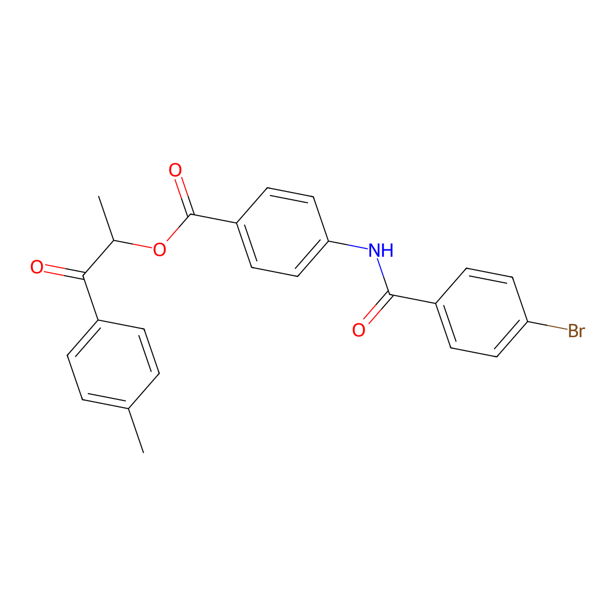 1-Methyl-2-(4-methylphenyl)-2-oxoethyl 4-[(4-bromobenzoyl)amino]benzoate molecular structure, CAS 355436-72-5