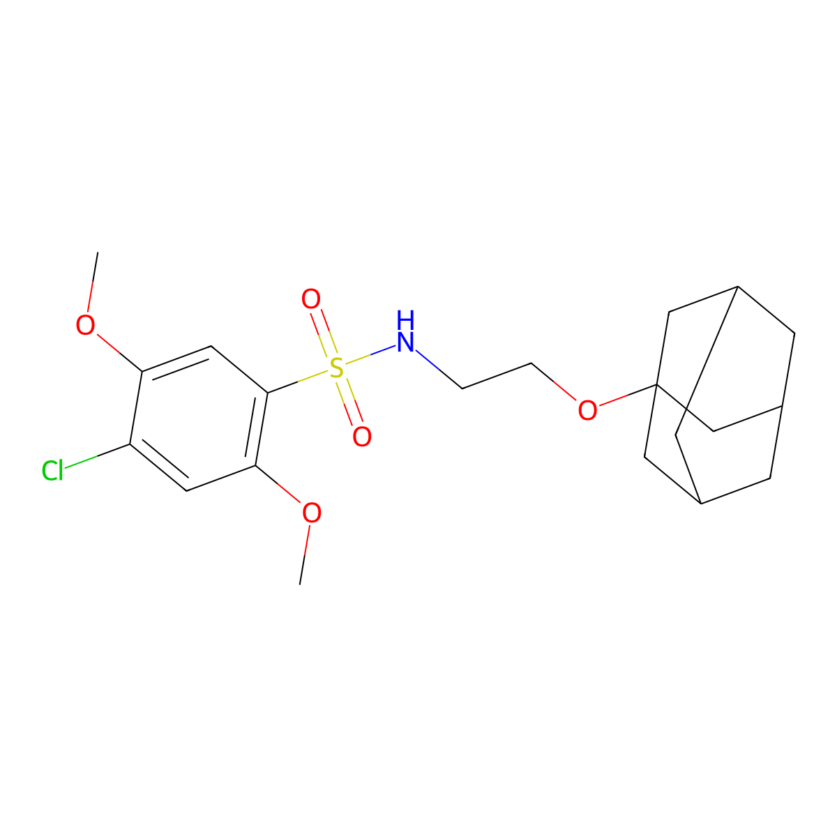 N-[2-(1-adamantyloxy)ethyl]-4-chloro-2,5-dimethoxybenzenesulfonamide molecular structure, CAS 355436-89-4
