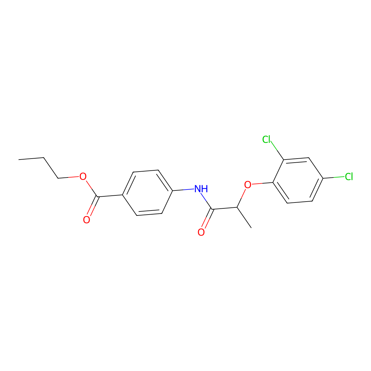 Propyl 4-{[2-(2,4-dichlorophenoxy)propanoyl]amino}benzoate molecular structure, CAS 355437-07-9