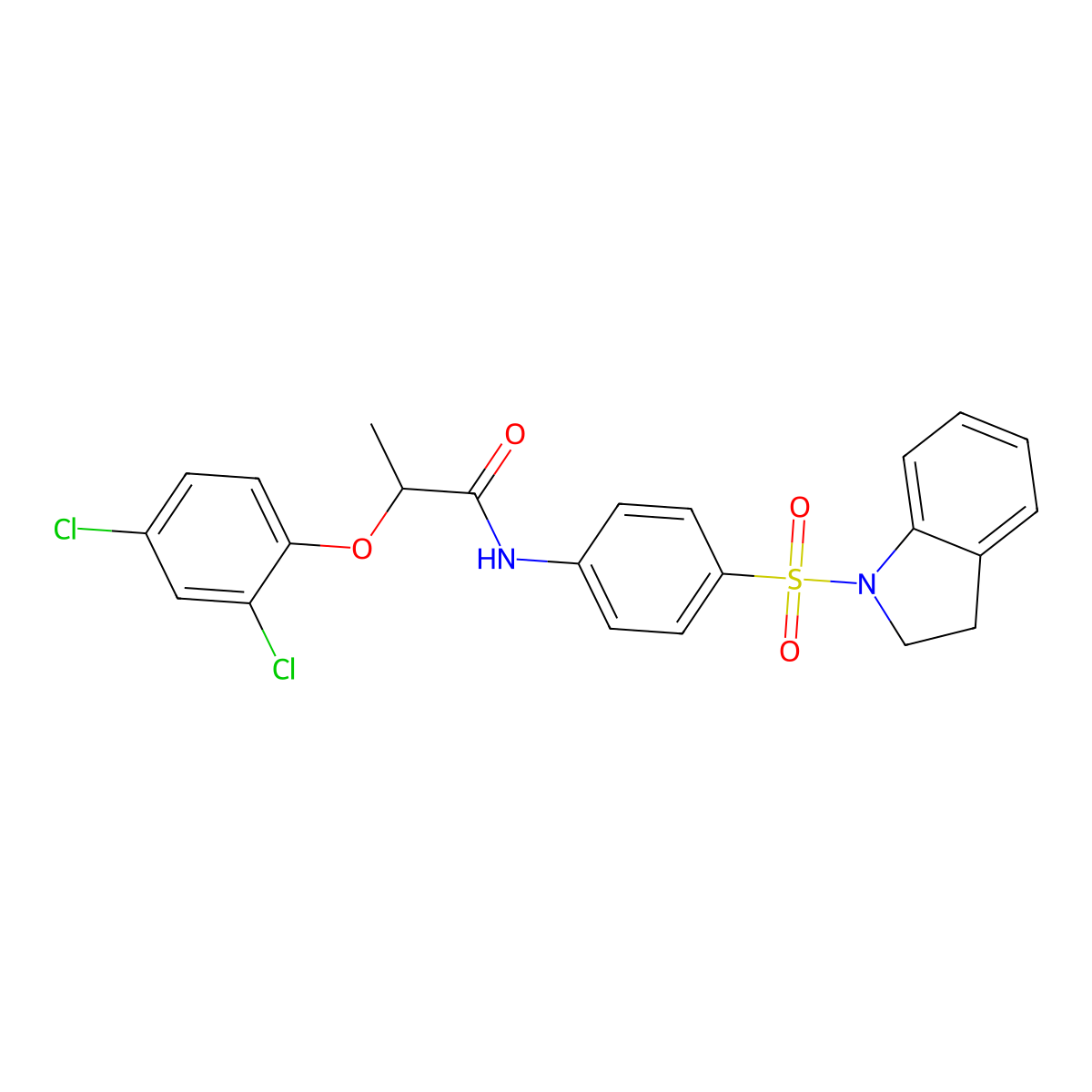 2-(2,4-dichlorophenoxy)-N-[4-(2,3-dihydro-1H-indol-1-ylsulfonyl)phenyl]propanamide molecular structure, CAS 355437-08-0