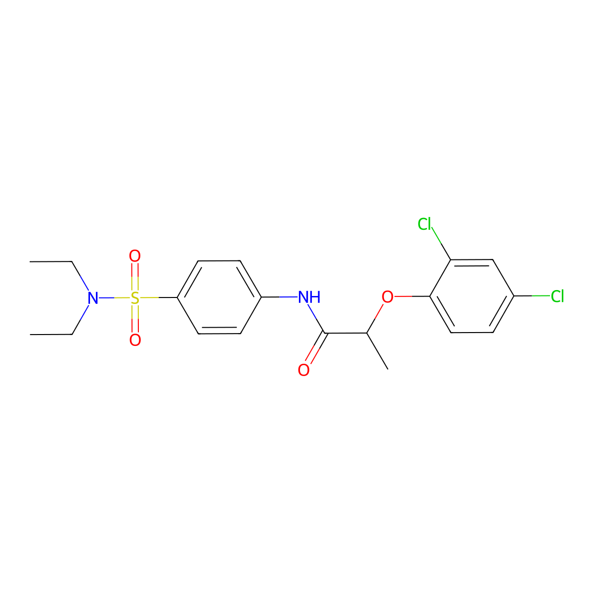 2-(2,4-dichlorophenoxy)-N-{4-[(diethylamino)sulfonyl]phenyl}propanamide molecular structure, CAS 355437-09-1
