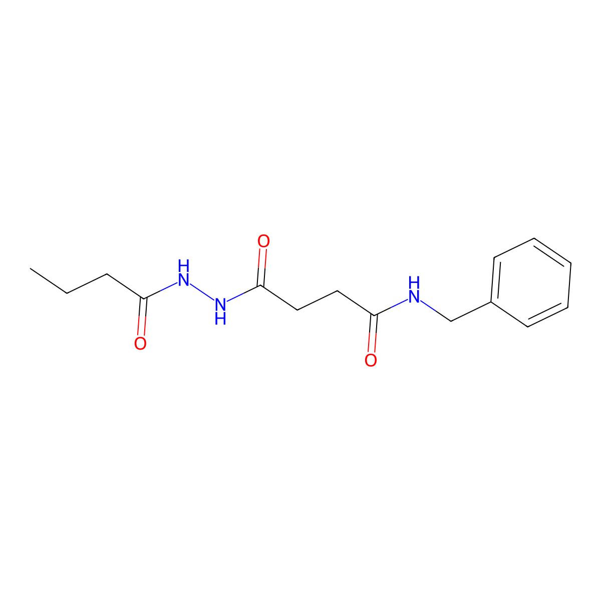 N-benzyl-4-(2-butyrylhydrazino)-4-oxobutanamide molecular structure, CAS 355437-38-6