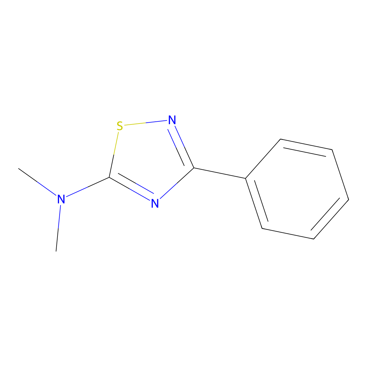 N,N-dimethyl-3-phenyl-1,2,4-thiadiazol-5-amine molecular structure, CAS 35547-63-8