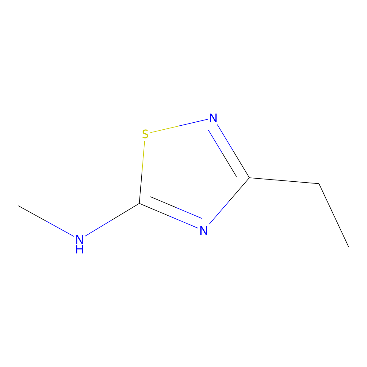 3-ethyl-N-methyl-1,2,4-thiadiazol-5-amine molecular structure, CAS 35550-26-6