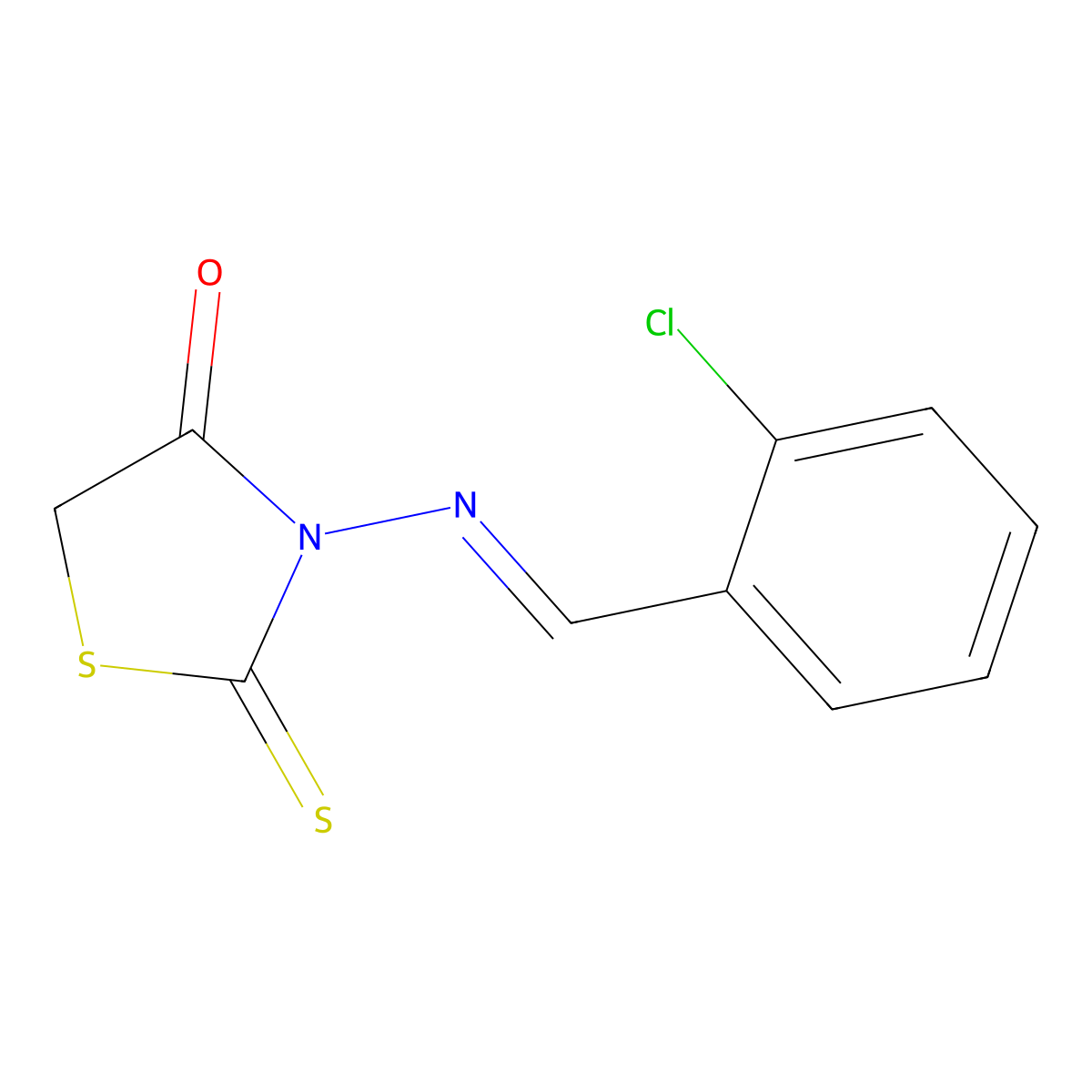 3-[(2-Chlorophenyl)methylideneamino]-2-sulfanylidene-1,3-thiazolidin-4-one molecular structure, CAS 35554-89-3