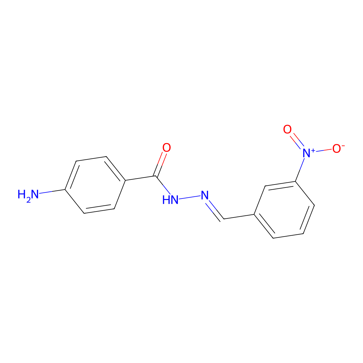 4-Aminobenzoic acid 2-[(3-nitrophenyl)methylene]hydrazide molecular structure, CAS 35559-21-8