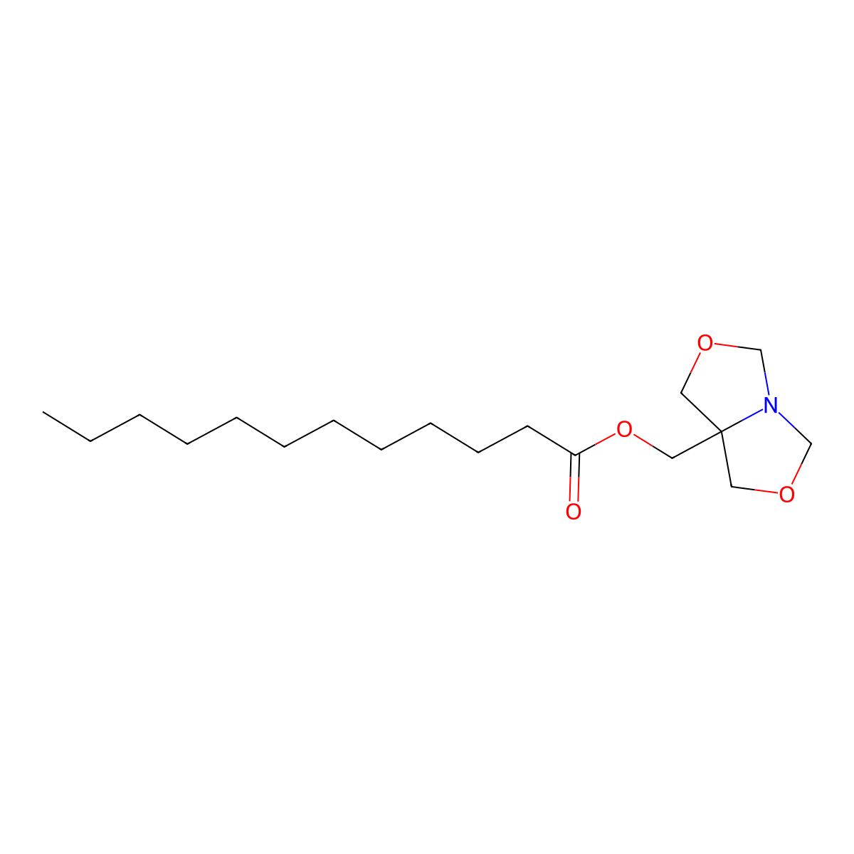 Dodecanoic acid, 1H,3H,5H-oxazolo(3,4-c)oxazol-7a(7H)-ylmethyl ester molecular structure, CAS 35576-05-7