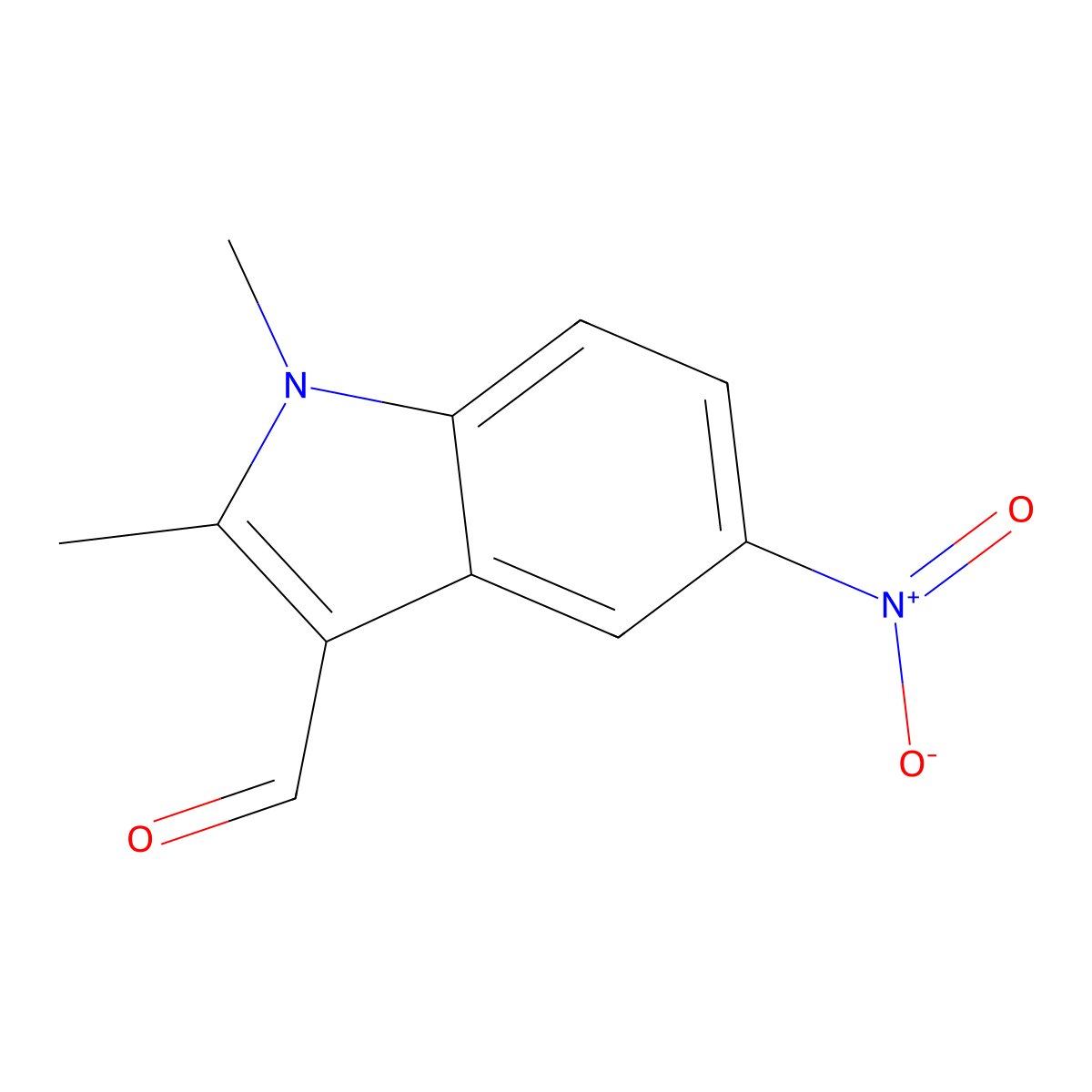 1,2-Dimethyl-5-nitro-1H-indole-3-carboxaldehyde molecular structure, CAS 3558-15-4